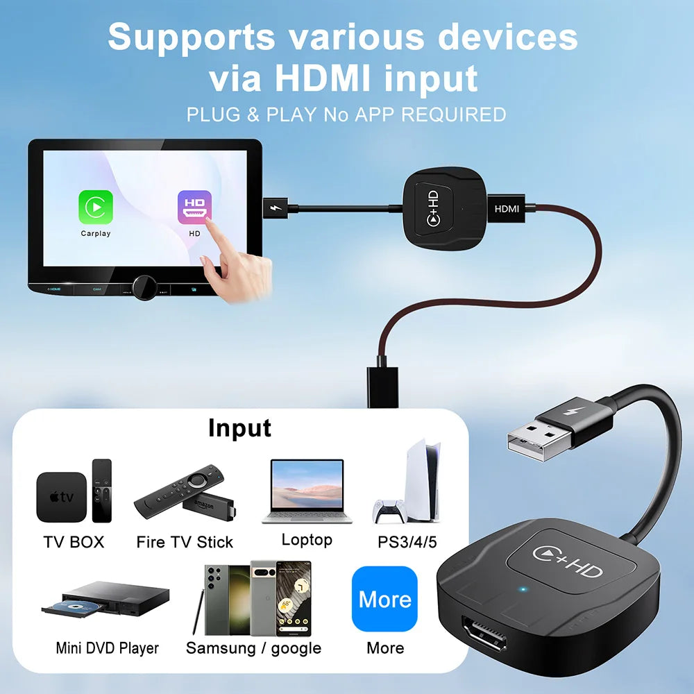 Wireless Carplay Adapter Car Play HDMI for Iphone Apple Carplay Video Streaming Dongle Wired to Wireless Carplay Magic Box