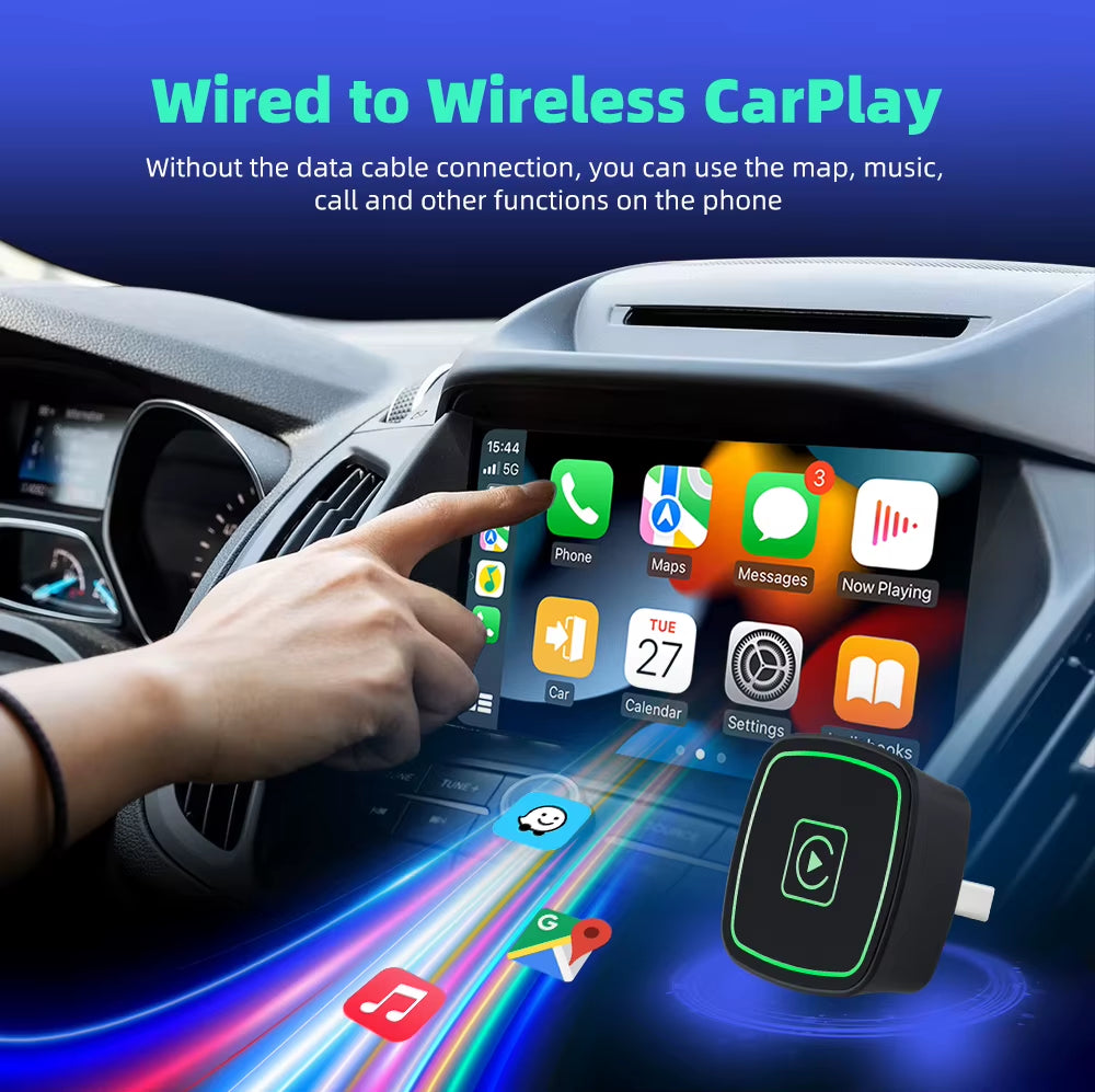 EKIY Wireless Carplay Android Auto Adapter Car Accessories Original Wired Carplay Wireless 2 in 1 Adapter Play and Plug