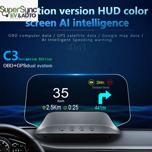 SuperSYNC HUD - HEAD UP DISPLAY Support Google Map Car Head Display C3 Head up Display Speedometer Navigation 5"HD Screen HUD OBD2+GPS Dual System HUD