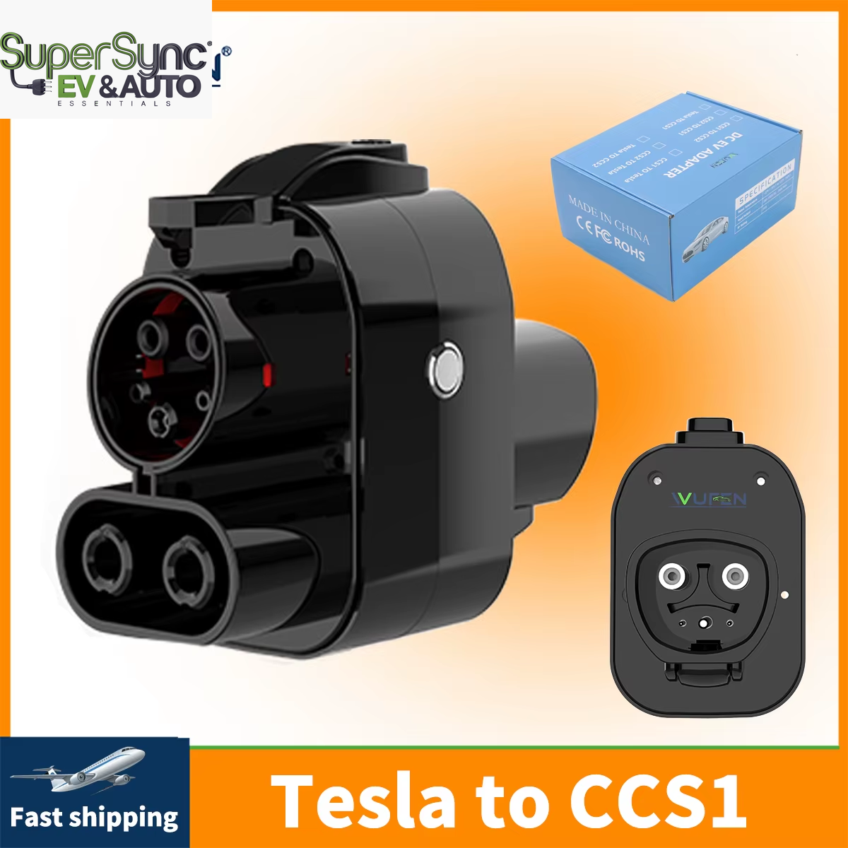 SuperSYNC EV & Auto250KW NACS to CCS1 Adapter for Ford Rivian GM Car Tesla to CCS1 Adaptor Compatible with DC Tesla Supercharger V1/V2/V3/V4