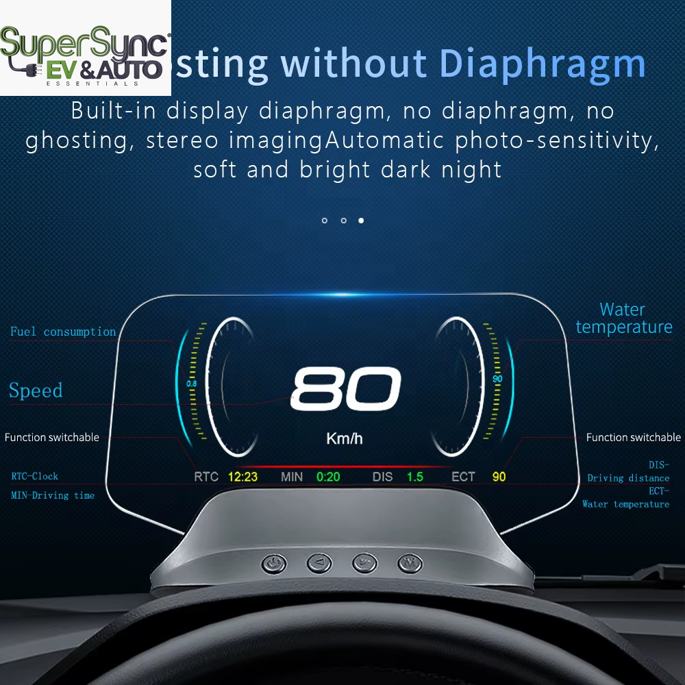 SuperSYNC HUD - HEAD UP DISPLAY Support Google Map Car Head Display C3 Head up Display Speedometer Navigation 5"HD Screen HUD OBD2+GPS Dual System HUD