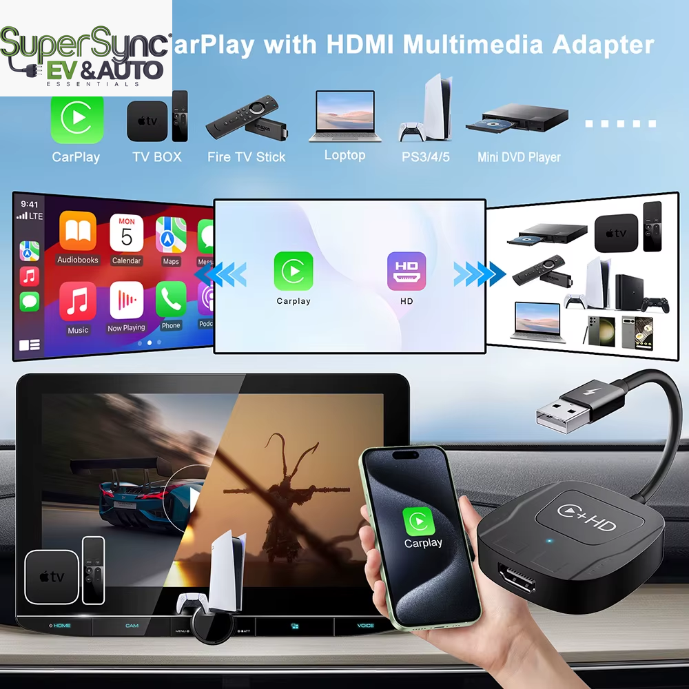 SuperSYNC AI Apple Carplay StreamBOX W/ HDMI OUT WATCH LIVE TV APPLE CARPLAYWireless Carplay Adapter Car Play HDMI for Iphone Apple Carplay Video Streaming Dongle Wired to Wireless Carplay Magic Box